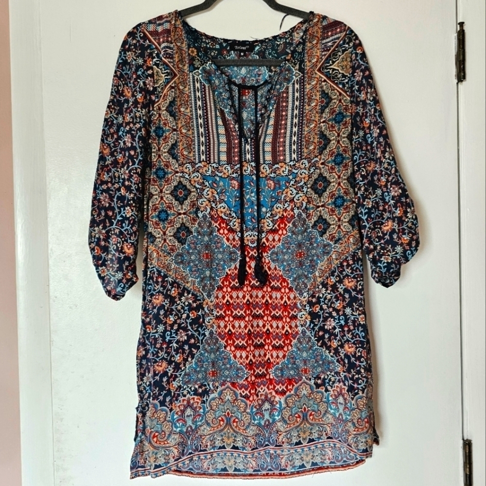 Tolani Multi-Color Boho Printed Tunic